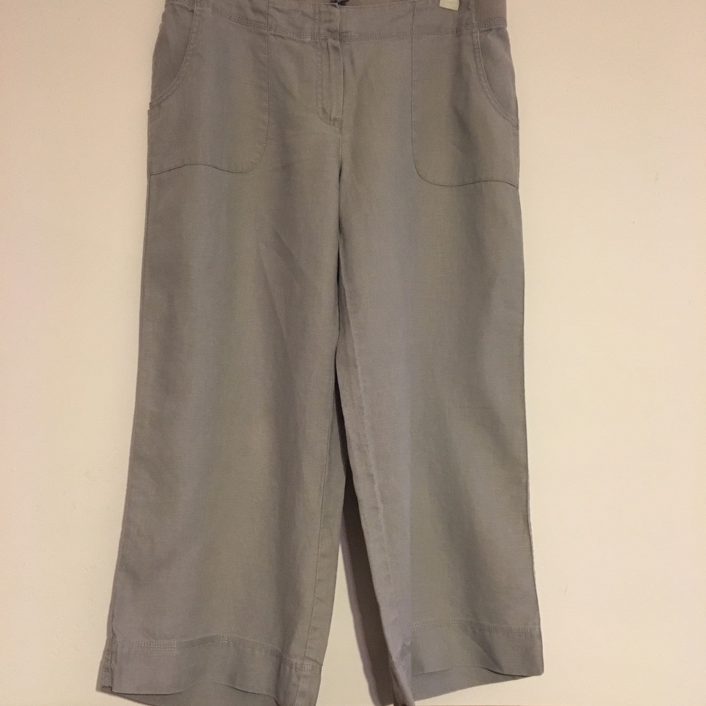 J. Jill Cropped Linen Pants, Front Pockets Size 10